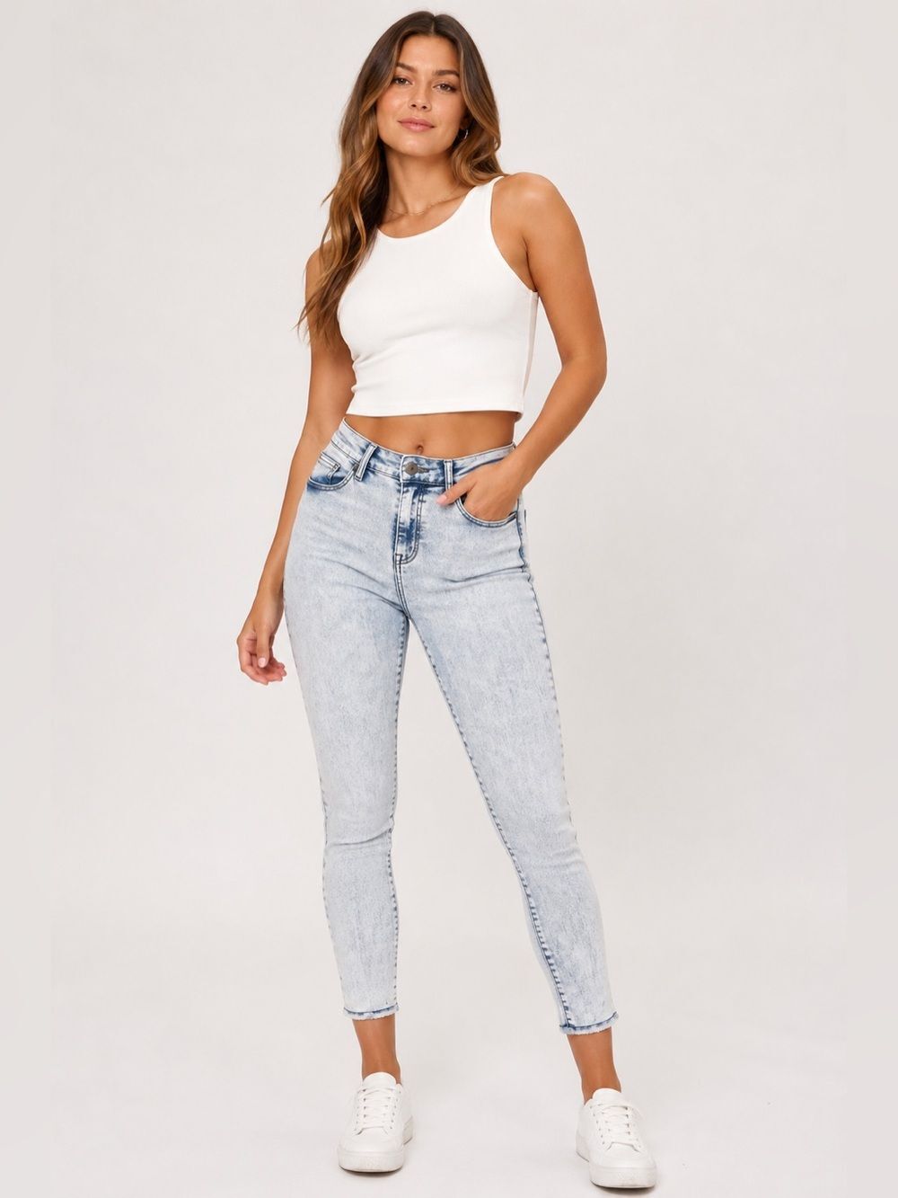 NOBO High Rise Cropped Denim Stretchy Jeans - Light Wash, Size 9 Juniors